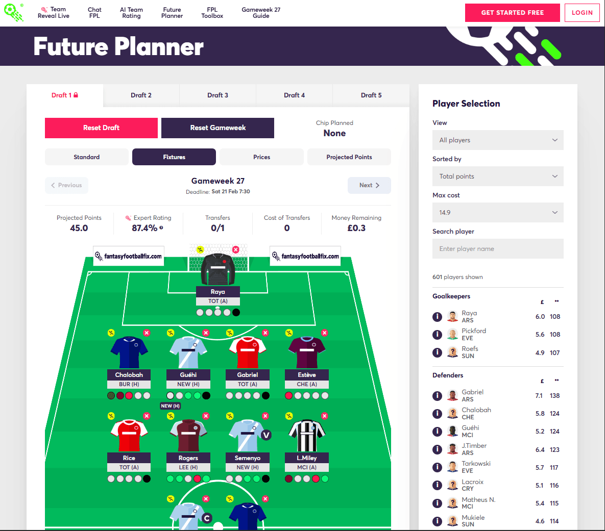 Fantasy Football Fix Rotation Planner