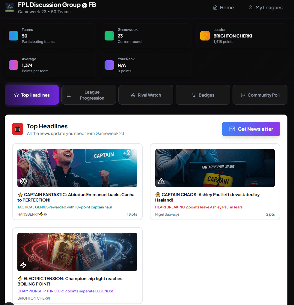FPLRanker Mini-League Experience