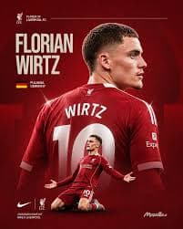 Florian Wirtz in a Liverpool red home shirt on the ball during his debut Premier League season — Germany playmaker and FPL new-signing midfielder rated high fatigue risk for GW1 2026/27