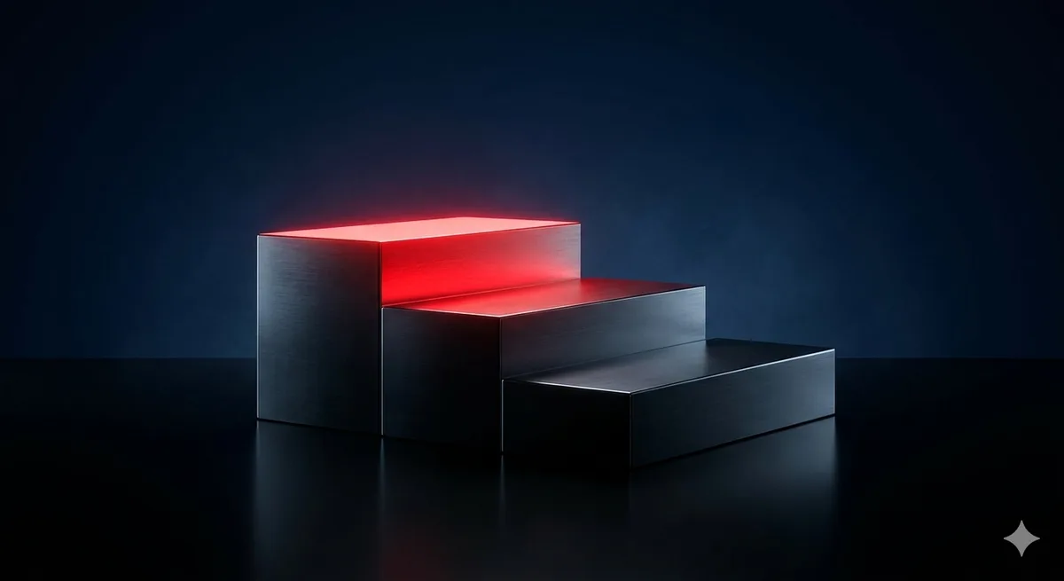 Empty podium lit in red — ranking a mini-league
